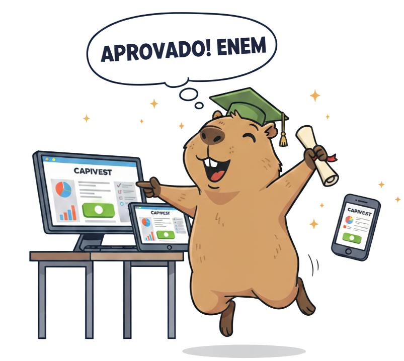 Capivara feliz com diploma