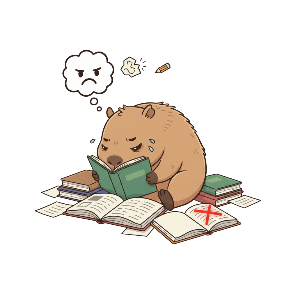 Capivara frustrada com questões difíceis